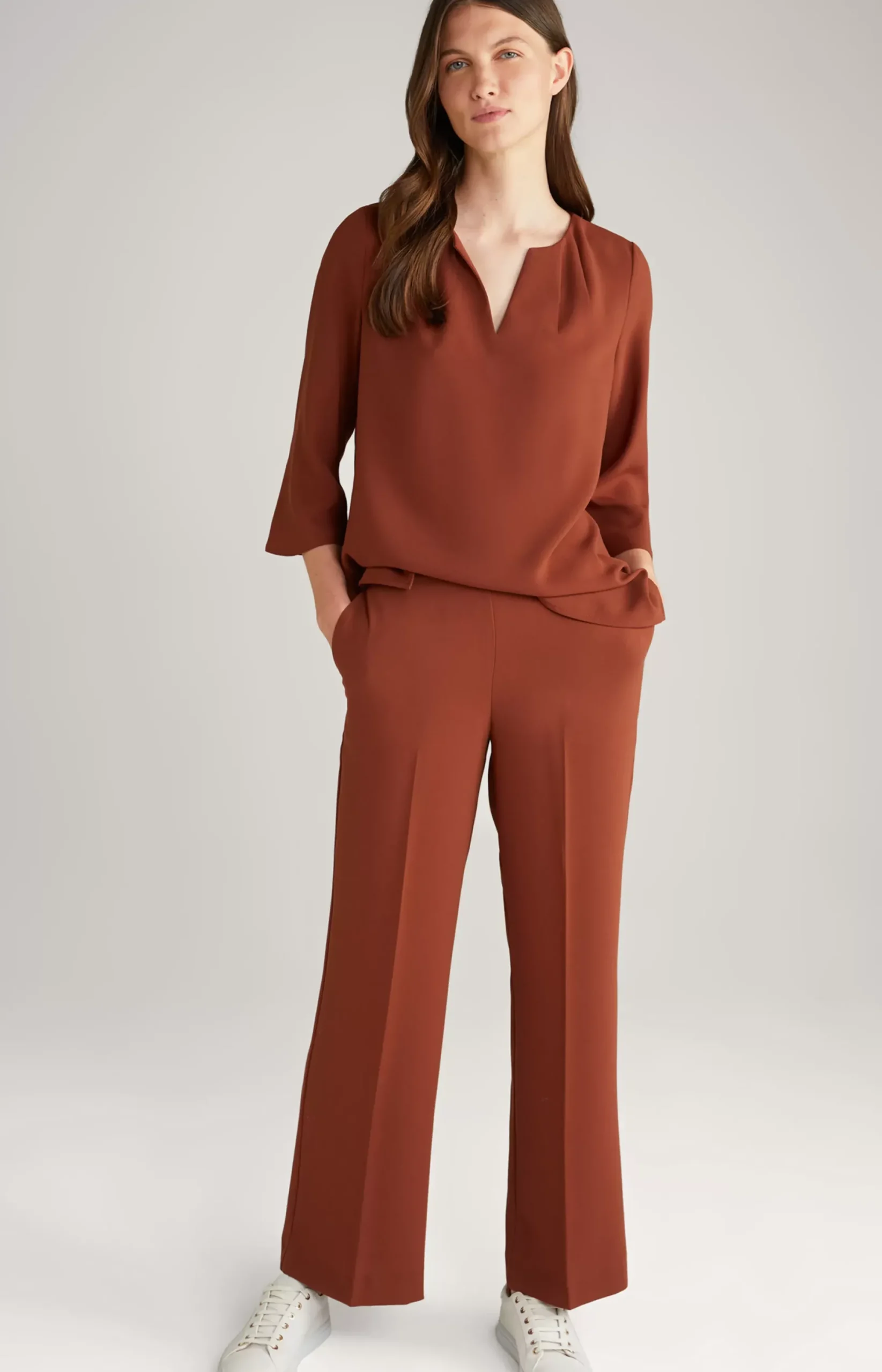 New JOOP! Marlene Crêpe Trousers in copper brown