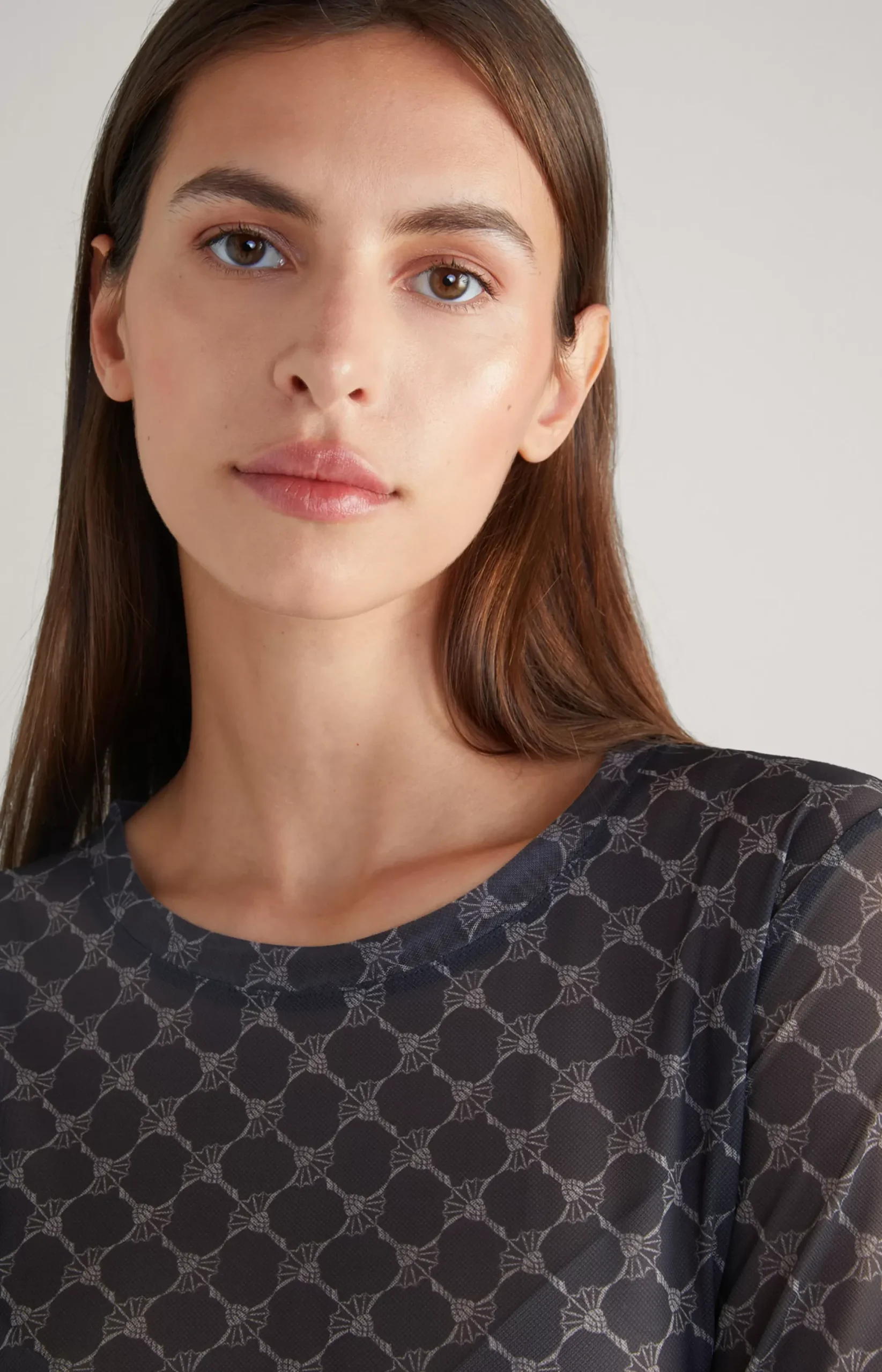 JOOP! Mesh Long Sleeved Shirt in a Grey Pattern grey patterned
