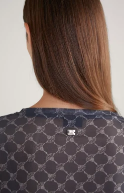 JOOP! Mesh Long Sleeved Shirt in a Grey Pattern grey patterned