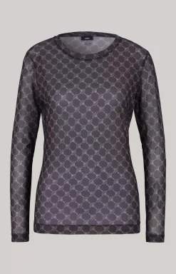 JOOP! Mesh Long Sleeved Shirt in a Grey Pattern grey patterned