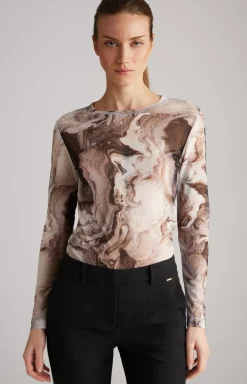 Outlet JOOP! Mesh Long-sleeved Shirt in off-white/black
