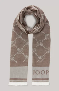 Clearance JOOP! Modal Cotton Scarf in dark brown/off-white