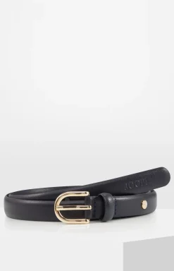 Clearance JOOP! Narrow Leather Belt in Dark Blue small pattern black 1