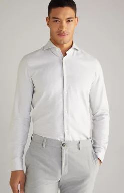New JOOP! Pai Cotton Shirt in a White/Silver Pattern white/silver patterned