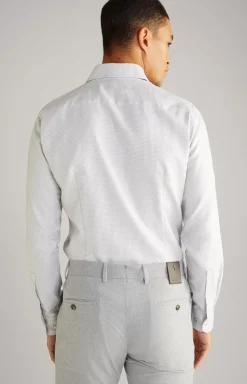 New JOOP! Pai Cotton Shirt in a White/Silver Pattern white/silver patterned