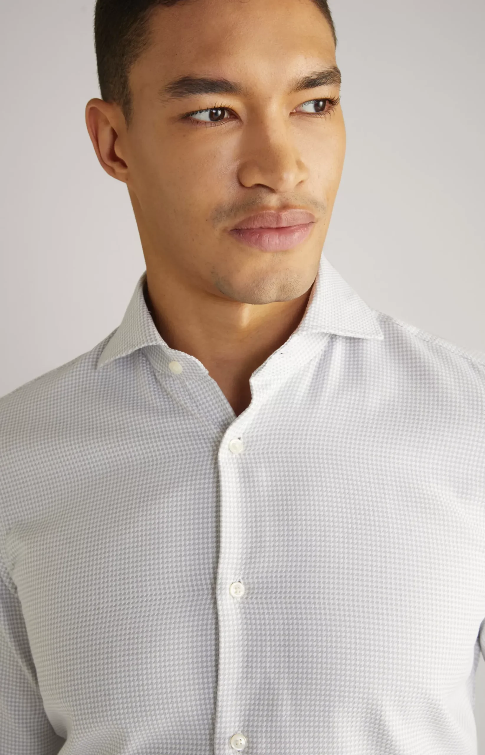 New JOOP! Pai Cotton Shirt in a White/Silver Pattern white/silver patterned