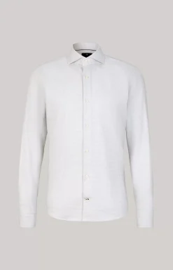 New JOOP! Pai Cotton Shirt in a White/Silver Pattern white/silver patterned