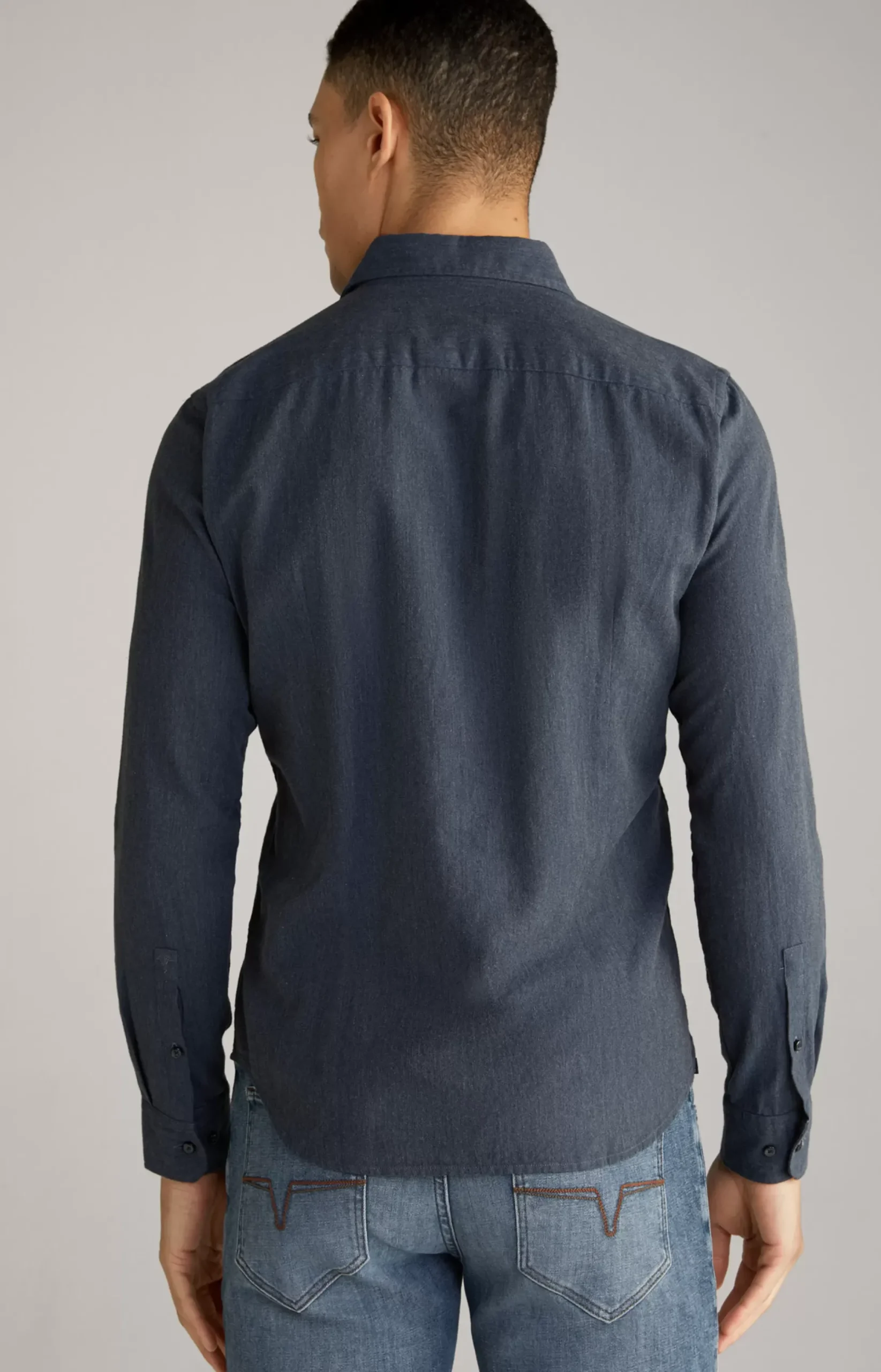 Outlet JOOP! Pai Cotton Shirt in Dark Blue Marl dark blue melange