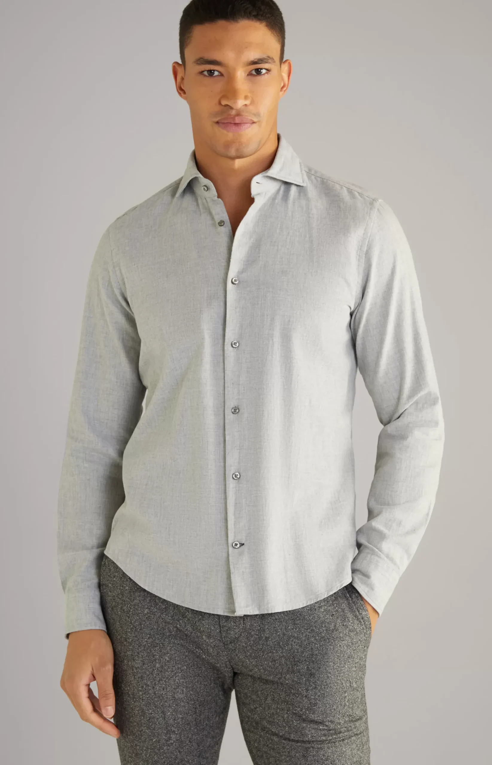 Online JOOP! Pai Cotton Shirt in Light Grey Marl light grey flecked