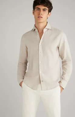 Online JOOP! Pai Flannel Shirt in Light Brown Marl light brown flecked