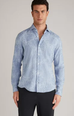 Outlet JOOP! Pai Wool Blend Shirt in a Blue Pattern blue patterned
