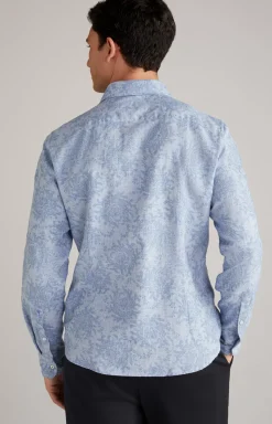 Outlet JOOP! Pai Wool Blend Shirt in a Blue Pattern blue patterned