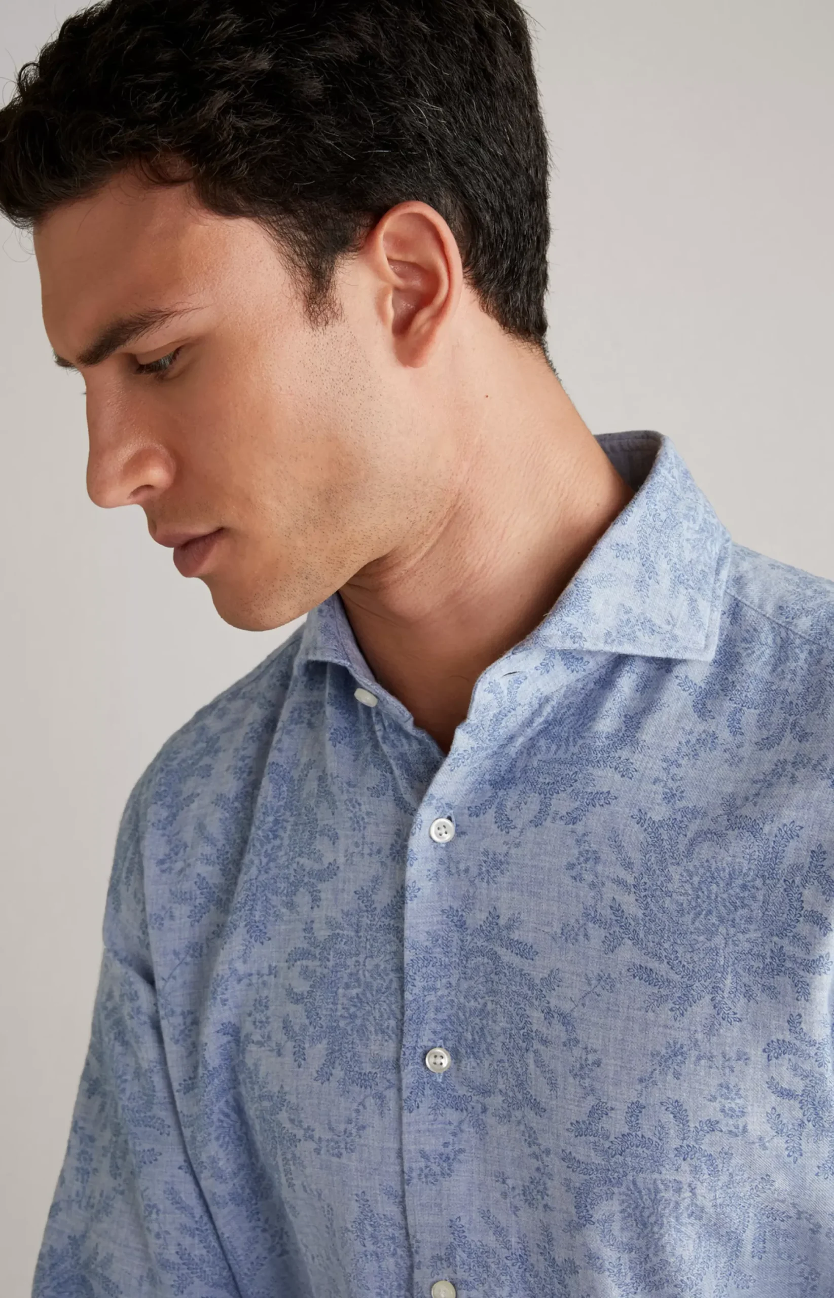 Outlet JOOP! Pai Wool Blend Shirt in a Blue Pattern blue patterned