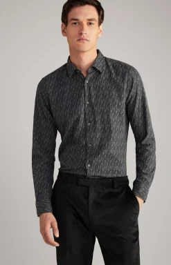 Outlet JOOP! Pit Cotton Shirt in Dark Grey, patterned patterned dark grey