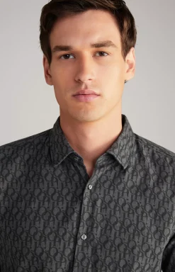 Outlet JOOP! Pit Cotton Shirt in Dark Grey, patterned patterned dark grey