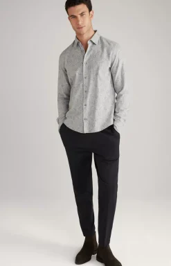 Clearance JOOP! Pit Cotton Shirt in Light Grey, patterned patterned light grey