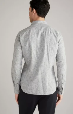 Clearance JOOP! Pit Cotton Shirt in Light Grey, patterned patterned light grey
