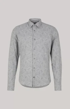 Clearance JOOP! Pit Cotton Shirt in Light Grey, patterned patterned light grey