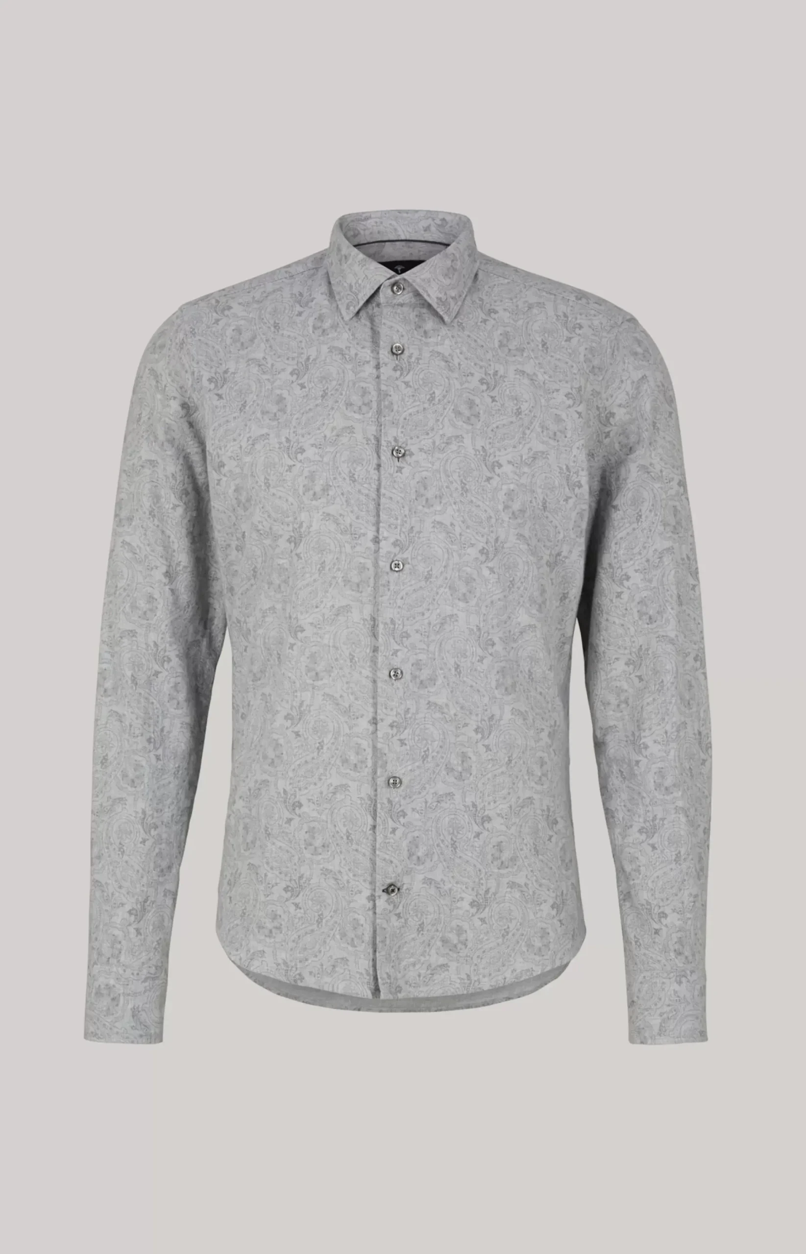 Clearance JOOP! Pit Cotton Shirt in Light Grey, patterned patterned light grey