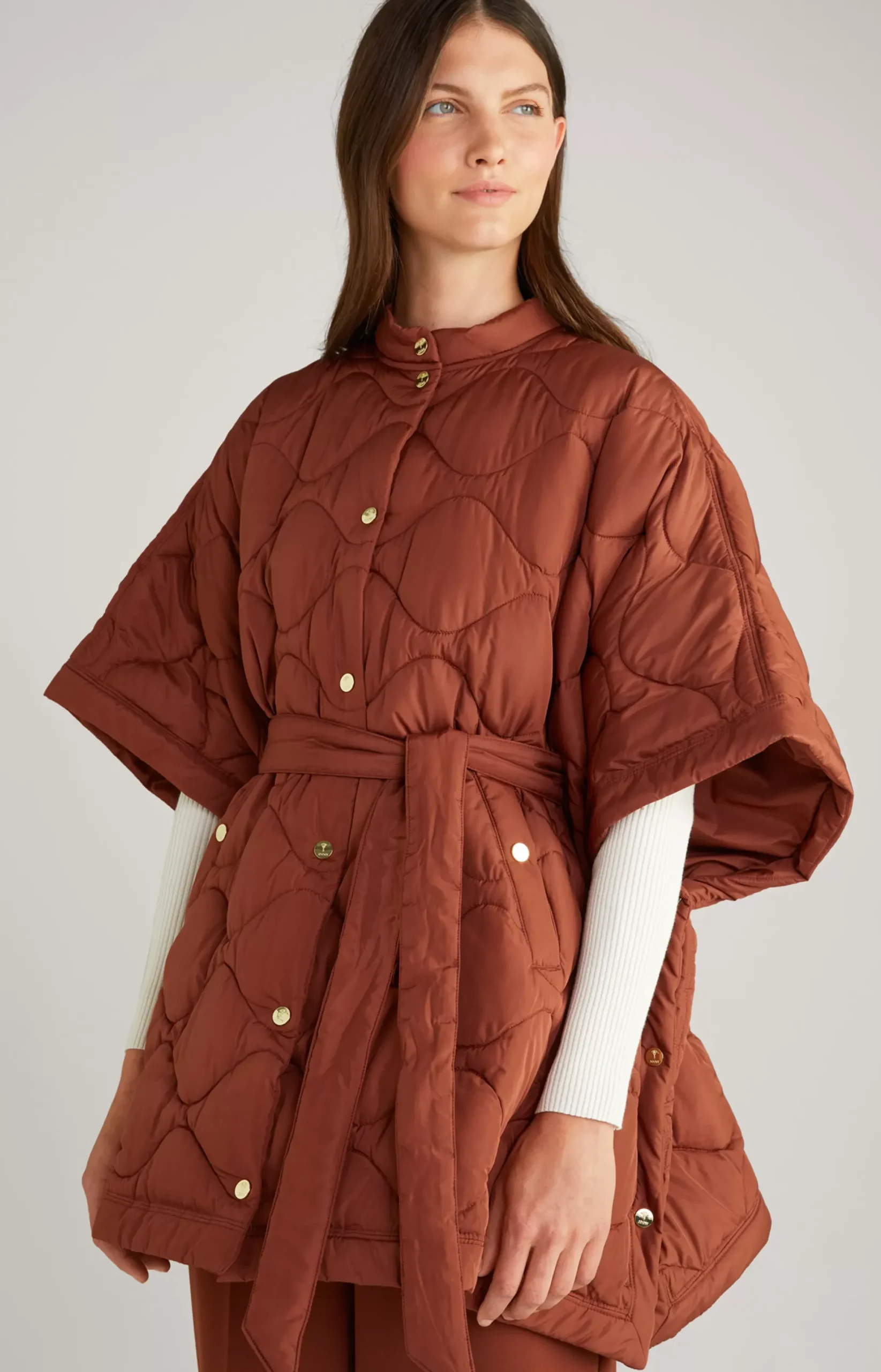 Online JOOP! Quilted Cape Jacket in copper brown