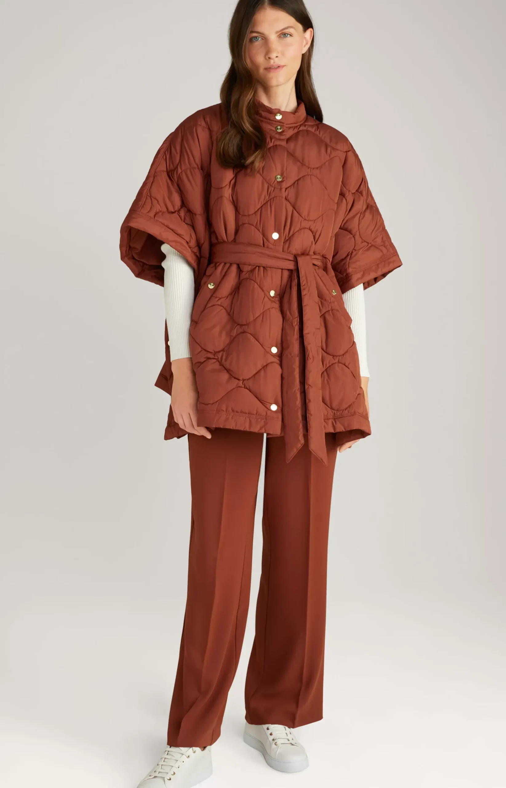 Online JOOP! Quilted Cape Jacket in copper brown