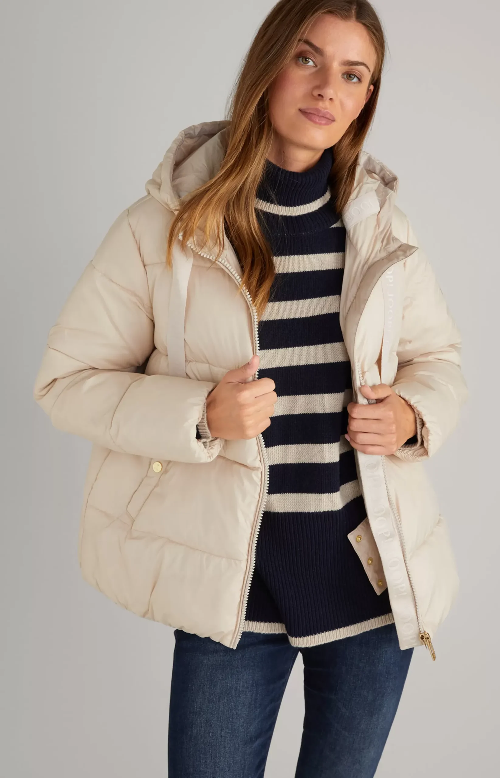 JOOP! Quilted Jacket in Off-White light beige