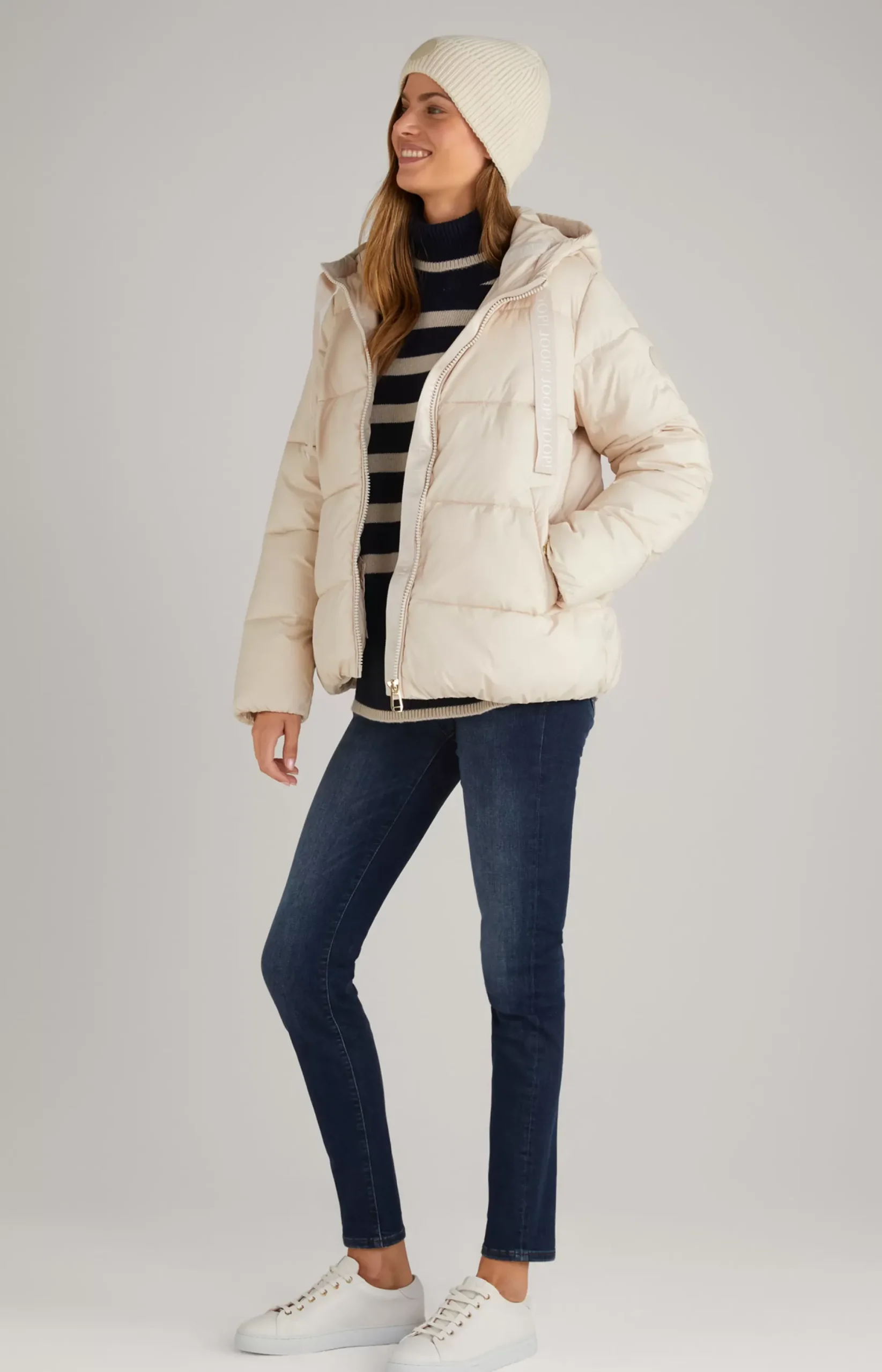 JOOP! Quilted Jacket in Off-White light beige