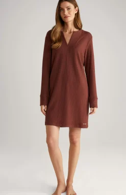 Discount JOOP! Ribbed Long Loungewear Shirt in coffee
