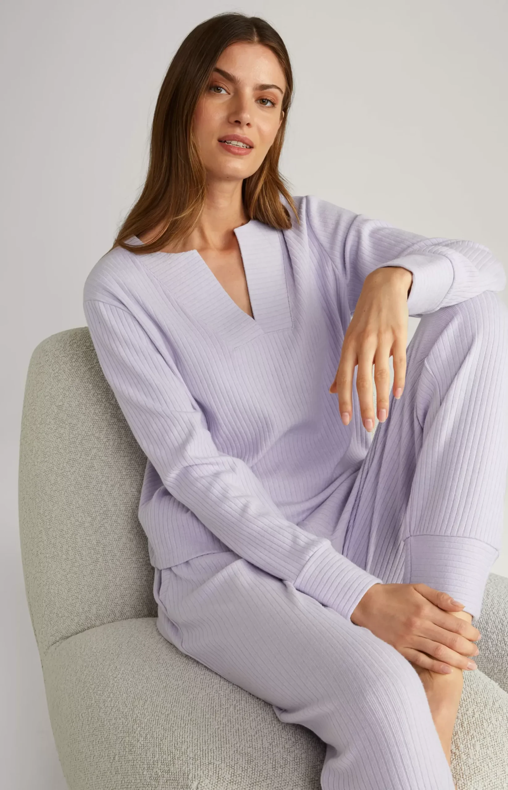 Clearance JOOP! Ribbed Long-Sleeve Loungewear Top in lavender