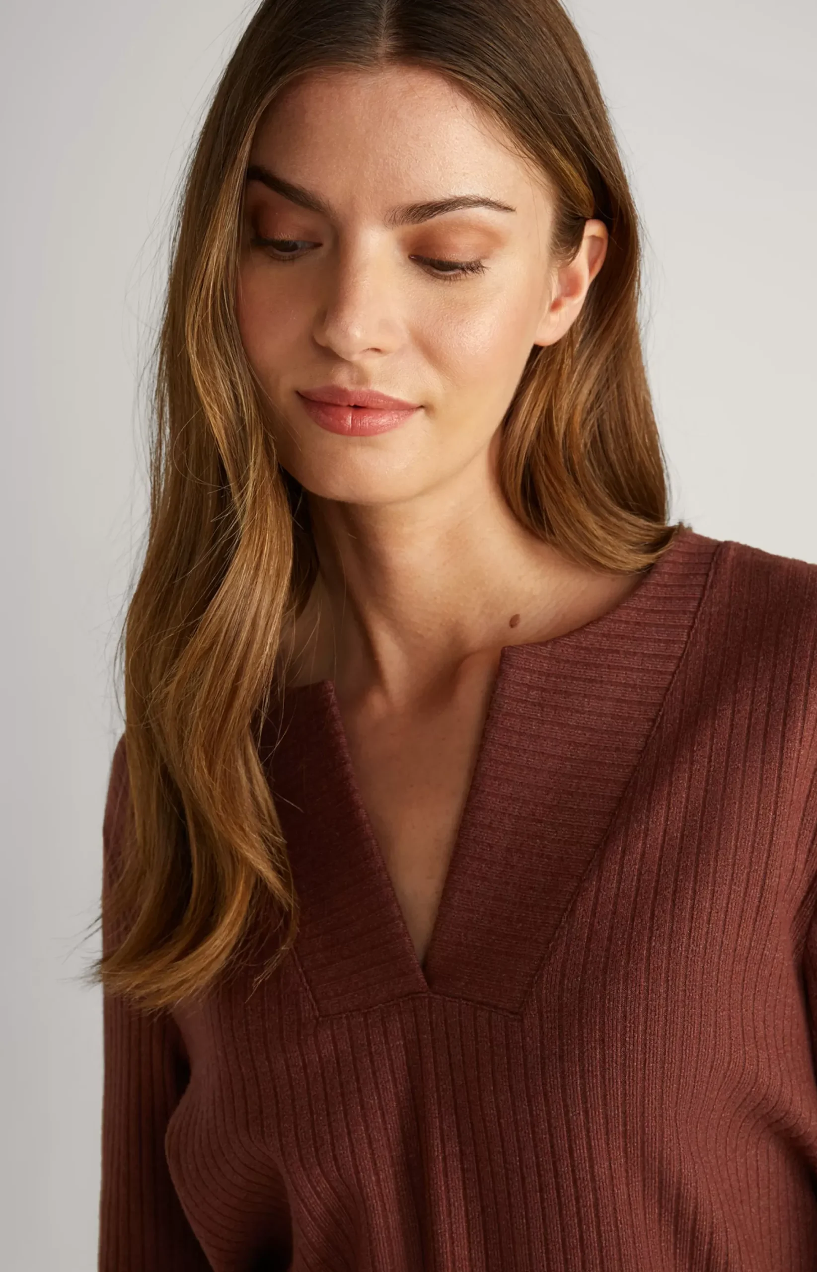 Hot JOOP! Ribbed Long-Sleeve Loungewear Top in coffee
