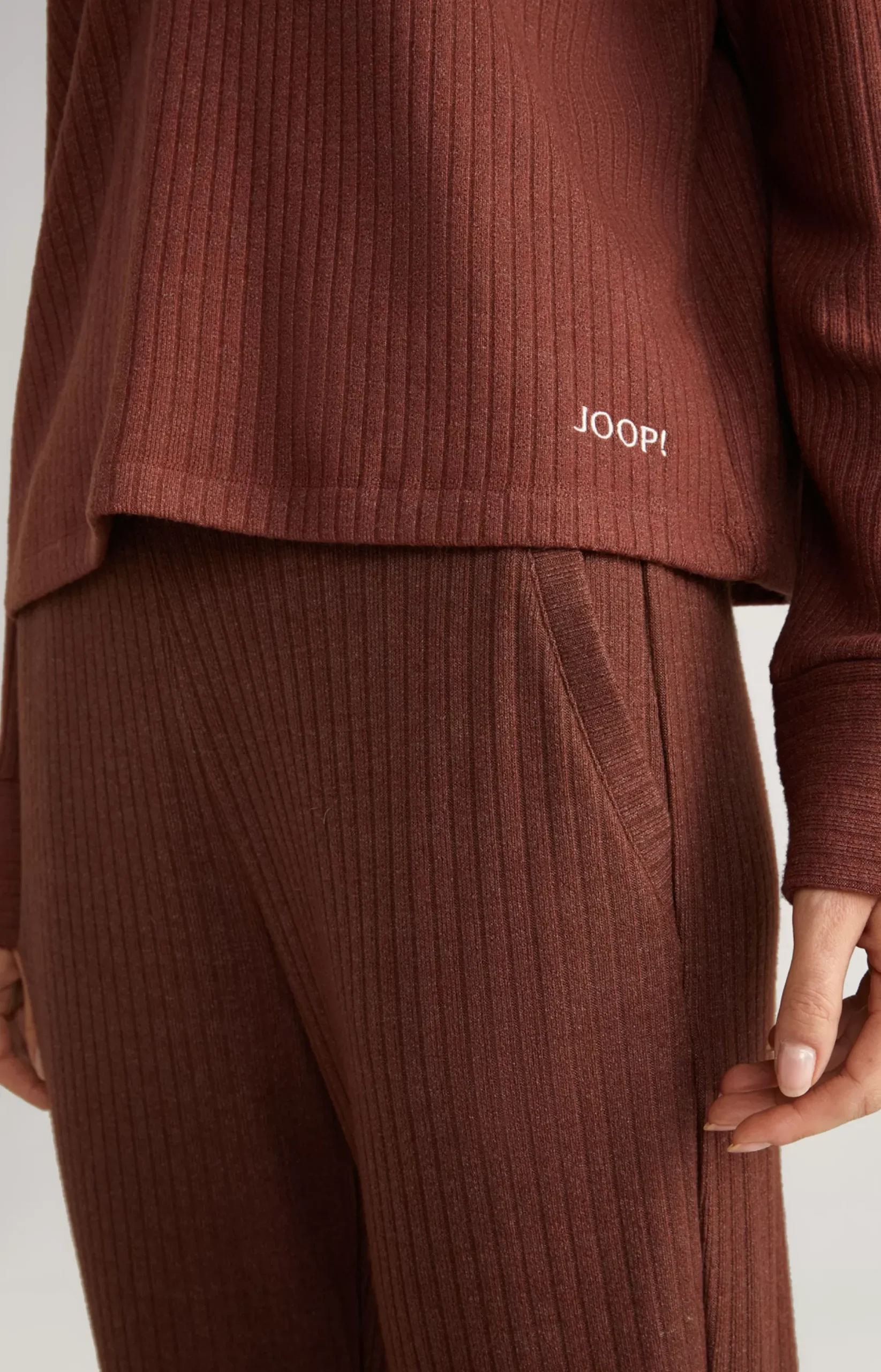 Hot JOOP! Ribbed Long-Sleeve Loungewear Top in coffee