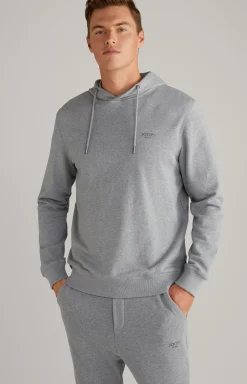 JOOP! Samuel Cotton Hoodie in Grey Flecked grey melange
