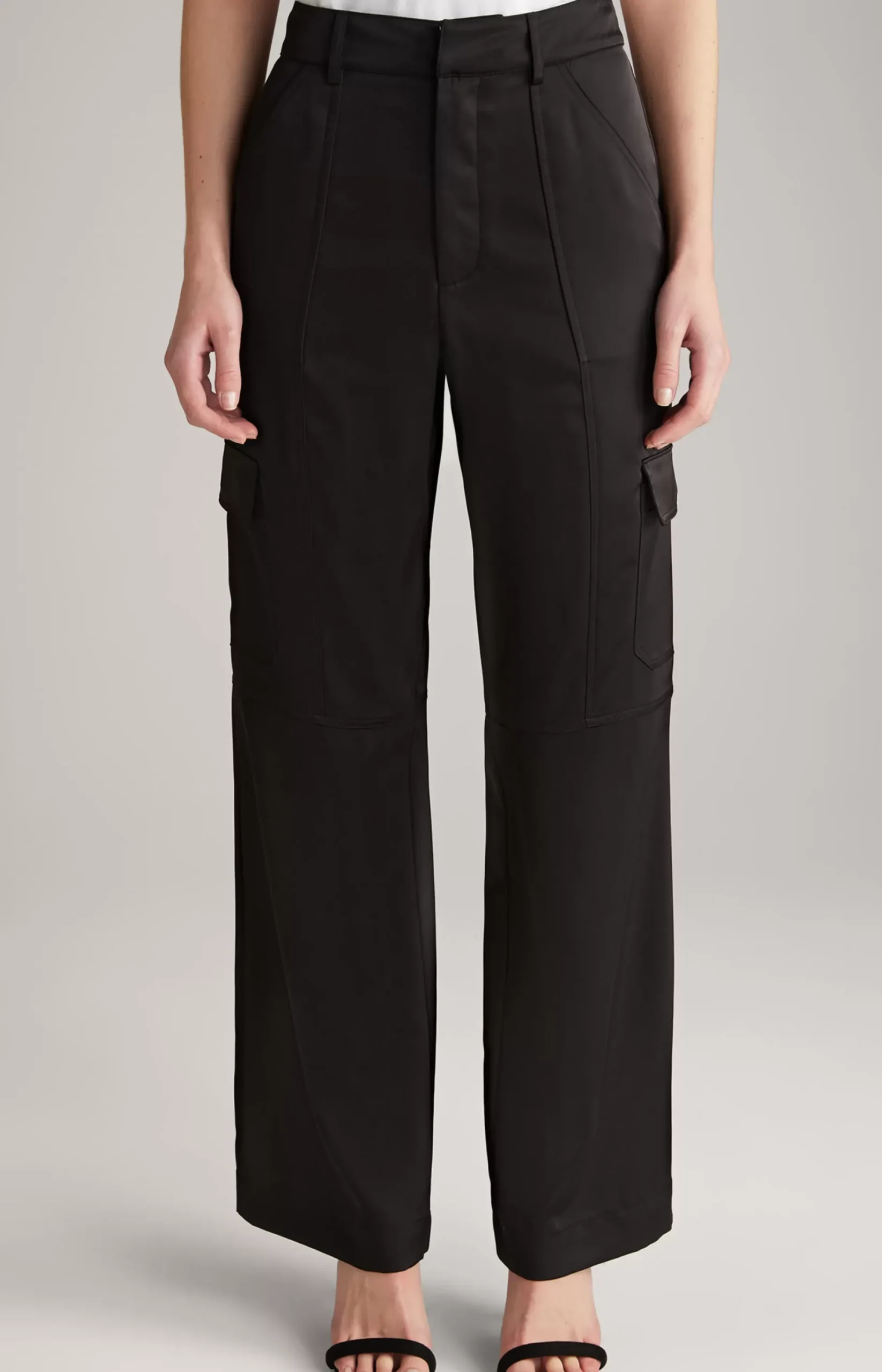 New JOOP! Satin Cargo Trousers in black