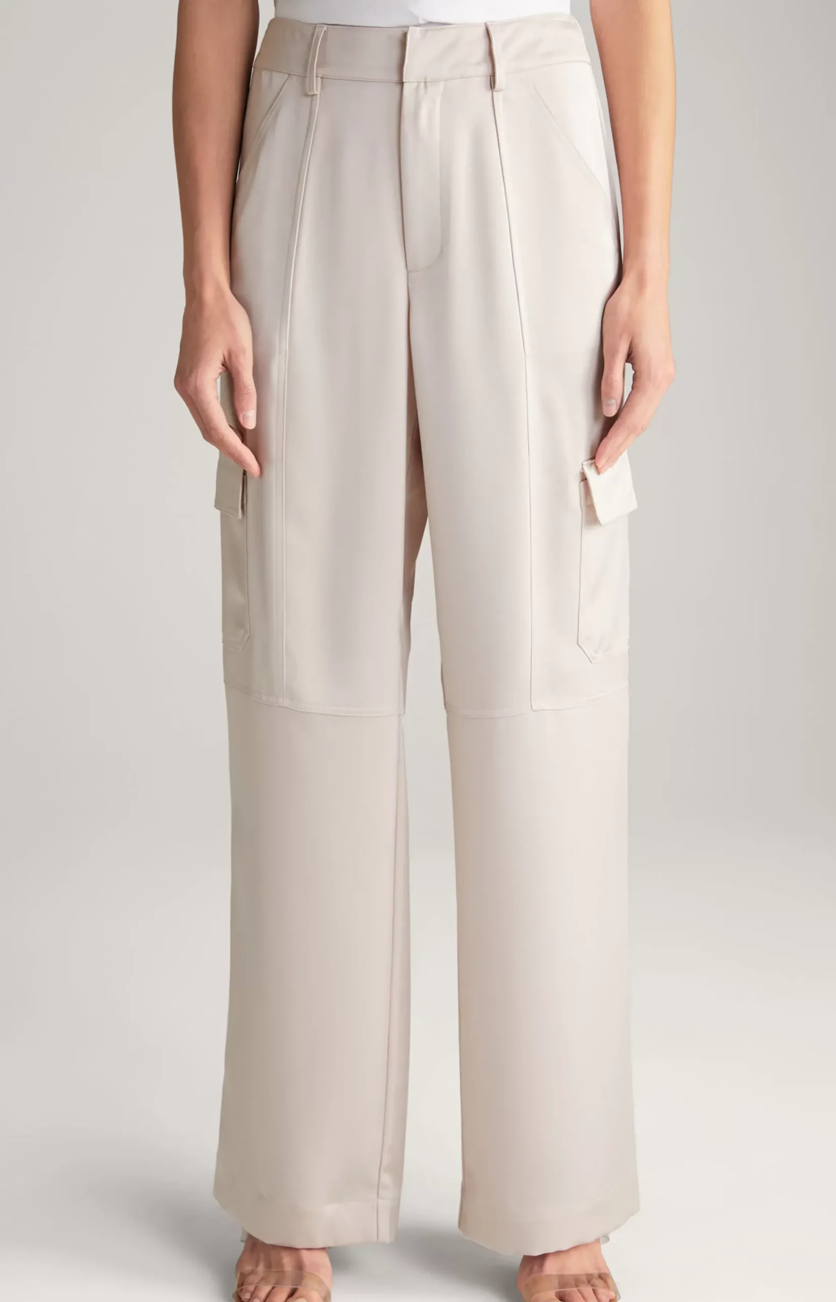 Best JOOP! Satin Cargo Trousers in Pale Pink beige