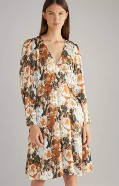Outlet JOOP! Satin Dress in a Brown/Black/Ecru Pattern brown/black/ecru patterned