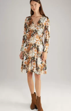 Outlet JOOP! Satin Dress in a Brown/Black/Ecru Pattern brown/black/ecru patterned