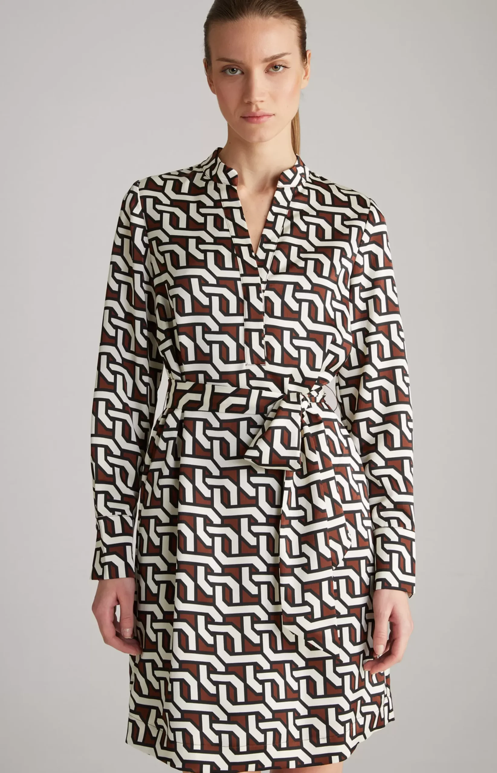 New JOOP! Satin Dress in a Pattern brown/cream/black