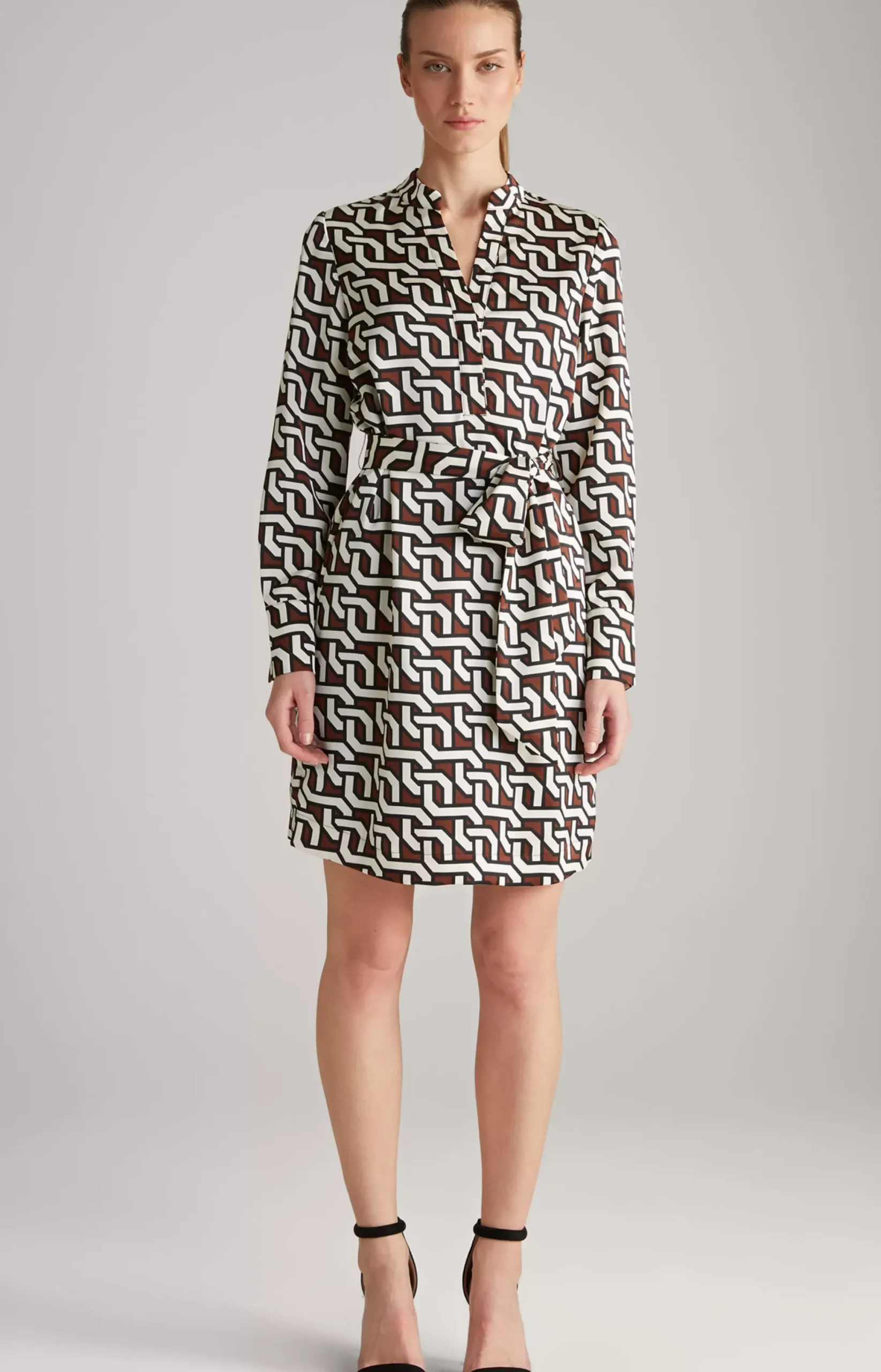 New JOOP! Satin Dress in a Pattern brown/cream/black