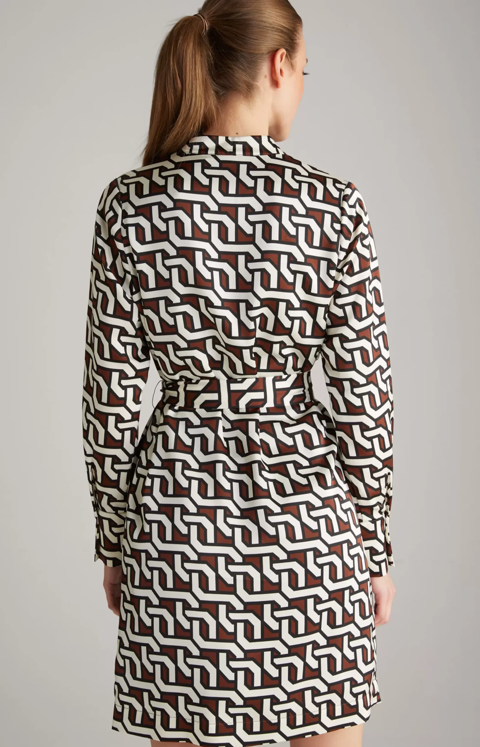 New JOOP! Satin Dress in a Pattern brown/cream/black