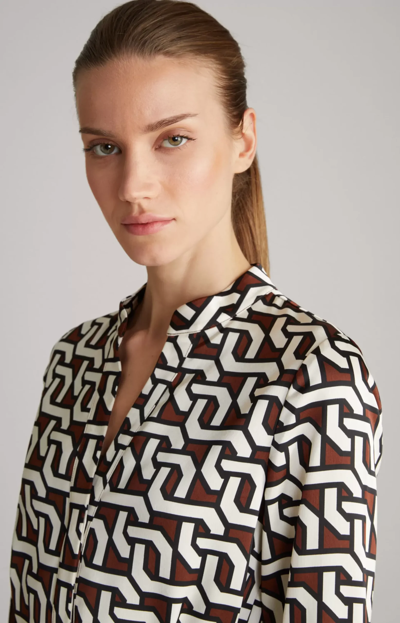 New JOOP! Satin Dress in a Pattern brown/cream/black