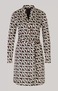 New JOOP! Satin Dress in a Pattern brown/cream/black