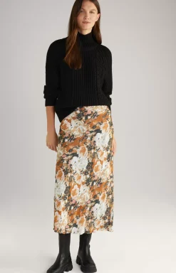 Clearance JOOP! Satin Skirt in a Brown/Black/Ecru Pattern brown/black/ecru patterned