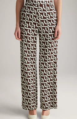 Hot JOOP! Satin Trousers in a Pattern brown/cream/black