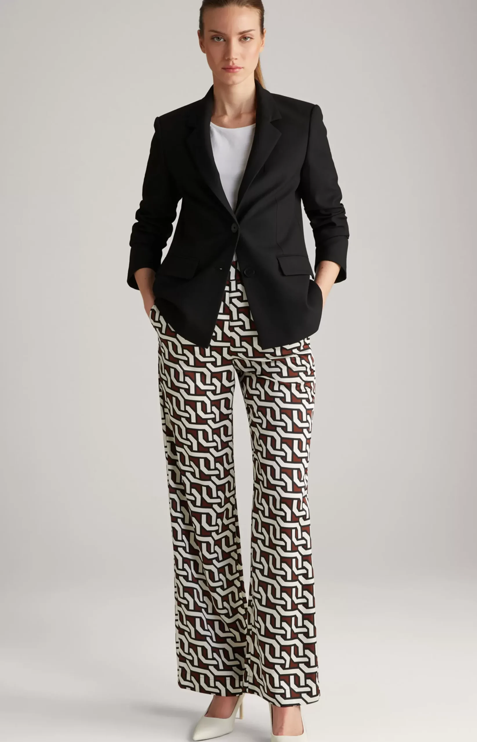 Hot JOOP! Satin Trousers in a Pattern brown/cream/black