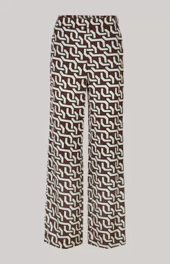 Hot JOOP! Satin Trousers in a Pattern brown/cream/black