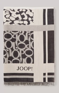 Hot JOOP! Scarf in an Anthracite/ Pattern ecru