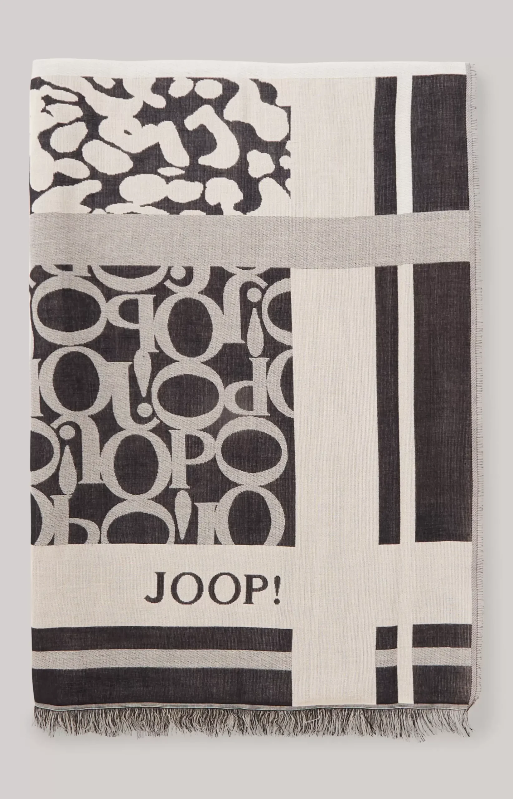 Hot JOOP! Scarf in an Anthracite/ Pattern ecru
