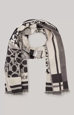 Hot JOOP! Scarf in an Anthracite/ Pattern ecru