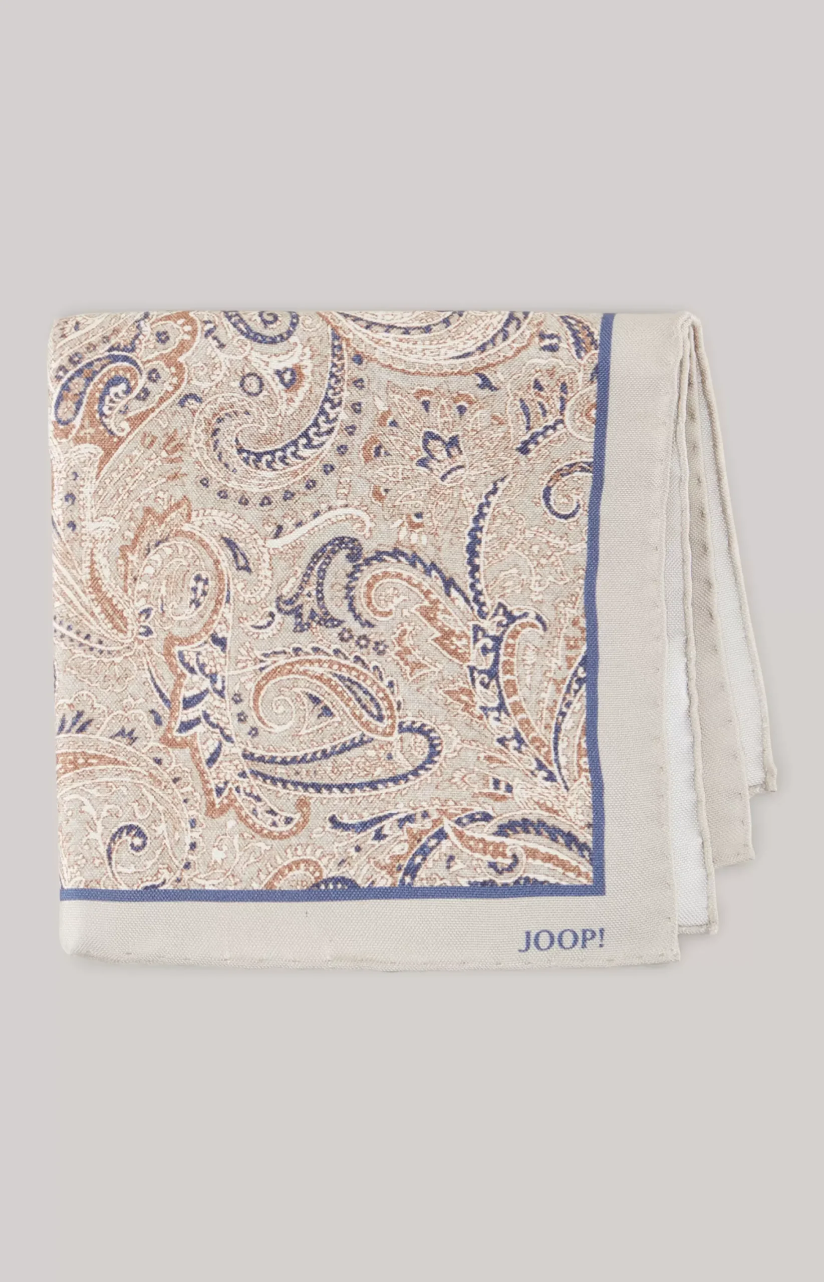 JOOP! Silk Pocket Square in beige/navy