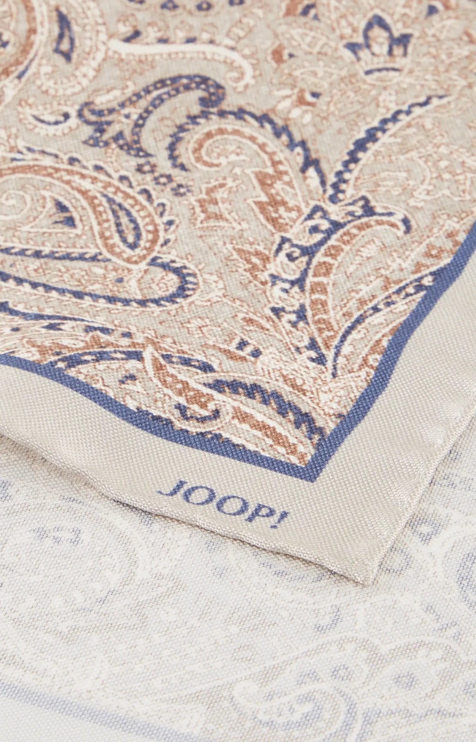 JOOP! Silk Pocket Square in beige/navy